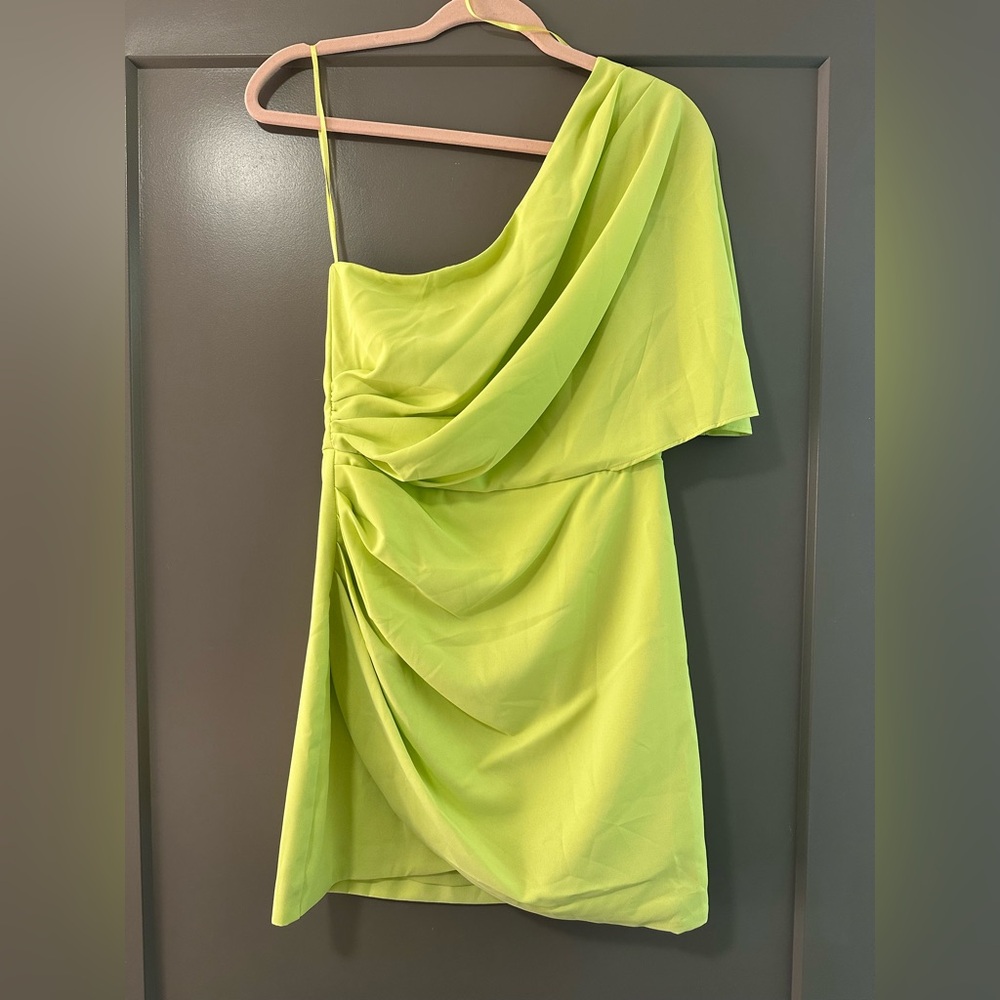 Lime green one shoulder dress! NEVER WORN